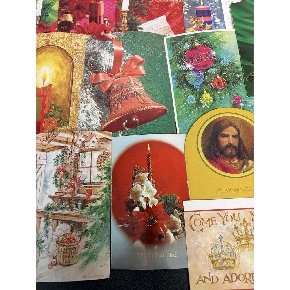 Vintage Christmas Cards Fronts ONLY Traditional Scrapbooking Decoupage Lot 50+